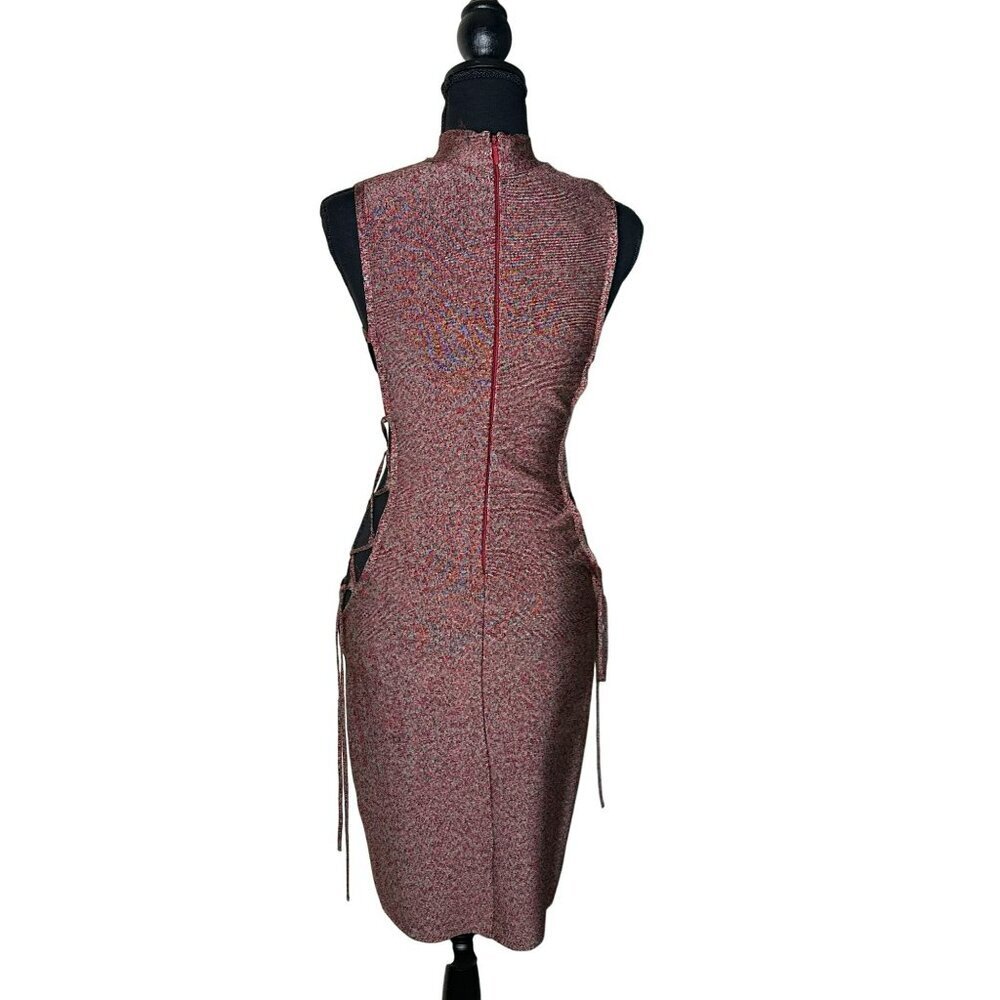 Mod Chic Women's Large High Neck Stretch Sexy Lace-Up Sleeveless Dress NWT - Picture 4 of 11